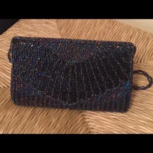 Navy evening purse.